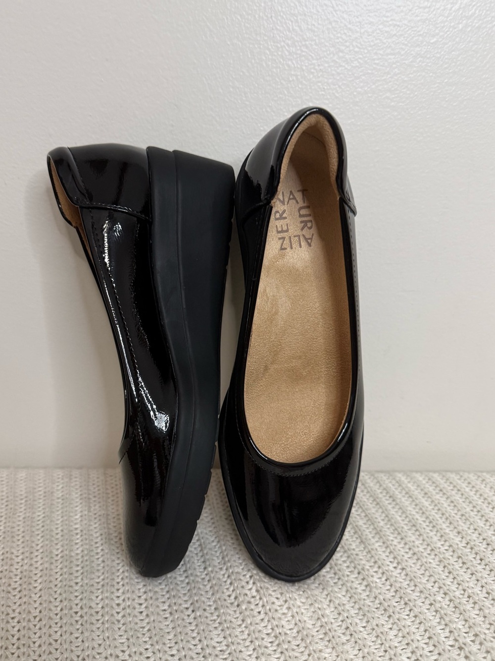 Naturalizer Black Patent Platform wedge shoes in size 6.5